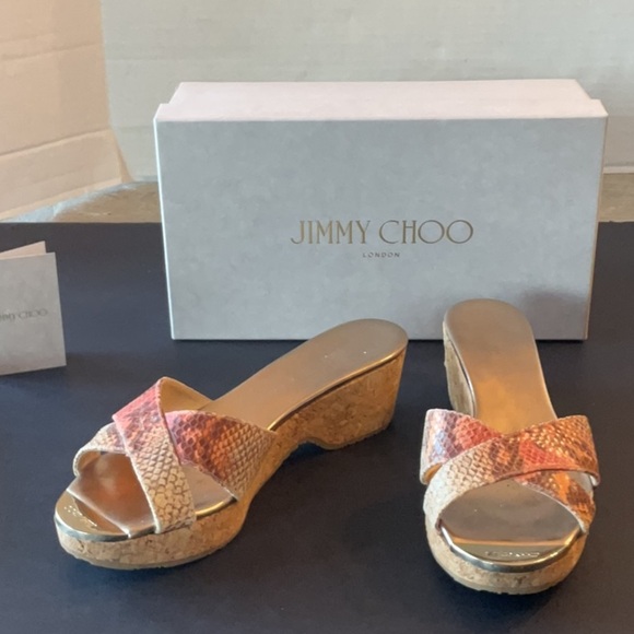 Jimmy Choo Geranium Snake Print leather Panna size 39 - Picture 1 of 14